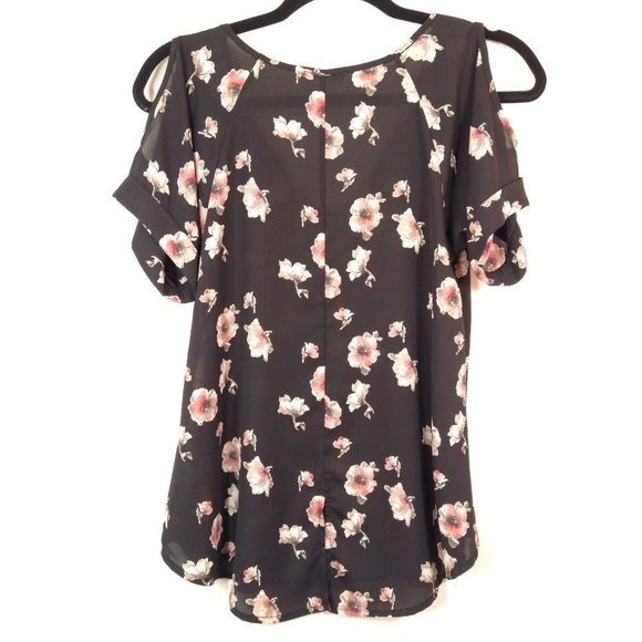 Sienna Sky Floral Black and Pink Cut Out Blouse XS - Picture 4 of 6